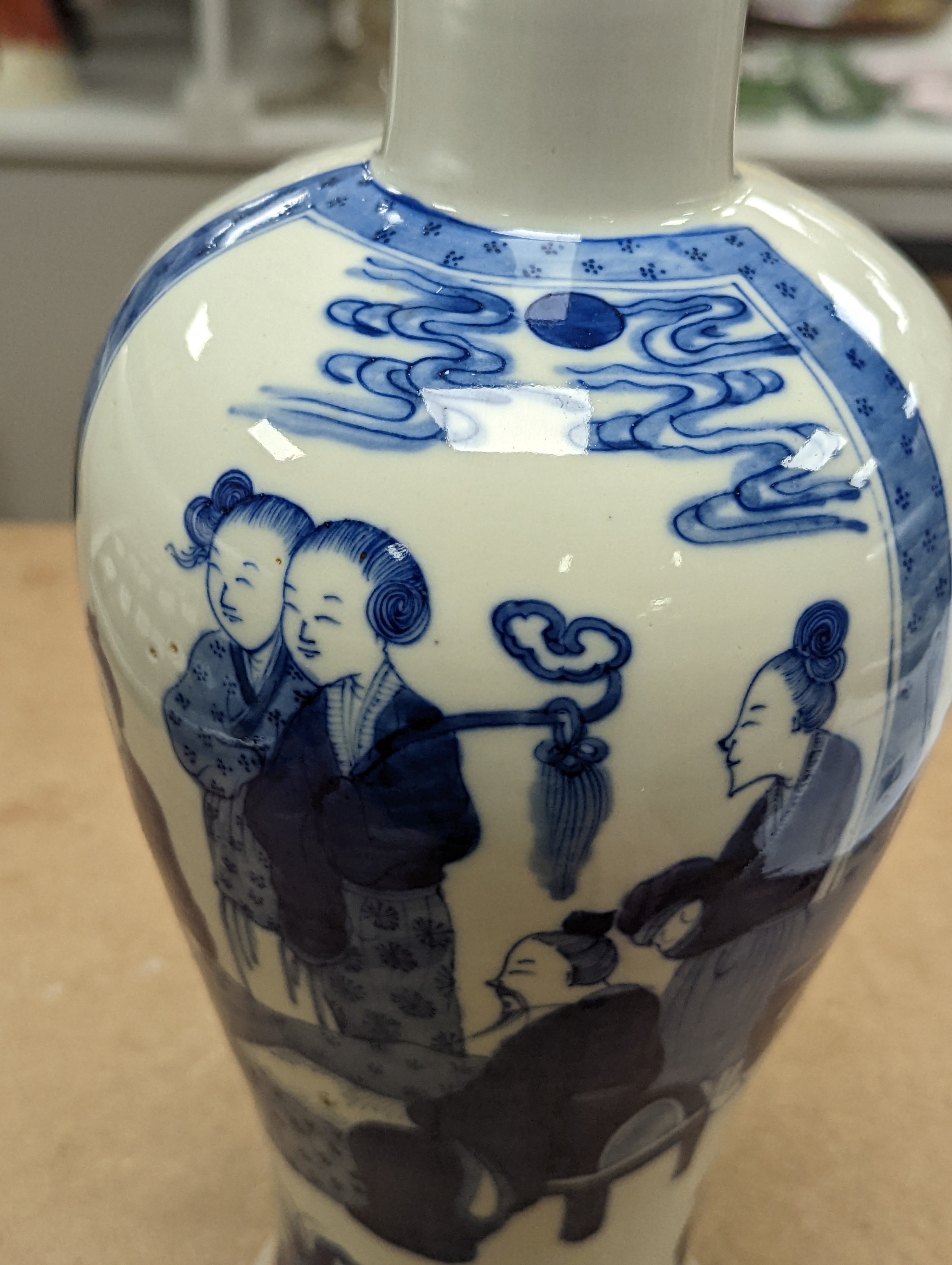A Chinese underglaze blue baluster vase, 30 cms high.